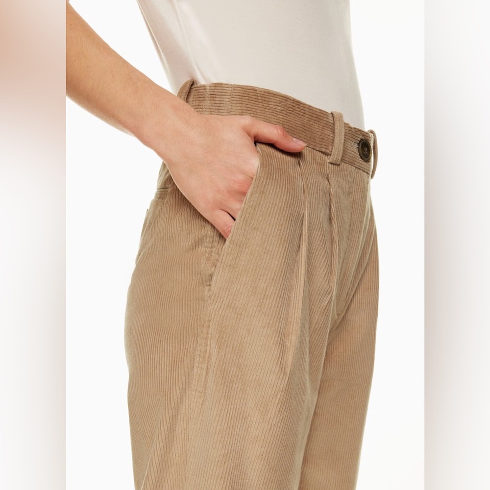 Group Babaton Aritzia Quota Corduroy Pant Pleated Trousers Sz 00 - Picture 12 of 14